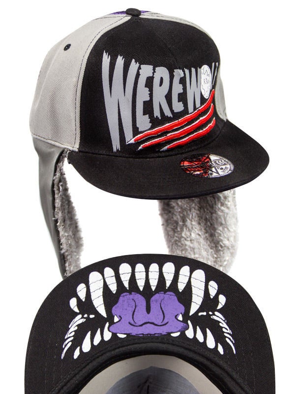 Casquette gothique Loup-garou pour adulte noire violette et grise
