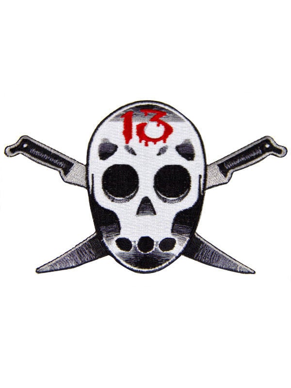 Patch Kreepsville Gothic Friday blanc et noir avec masque de hockey et couteaux croisés