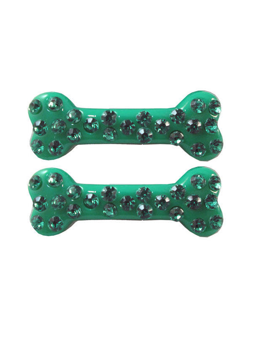 Barrettes cheveux os strass pour femme vert