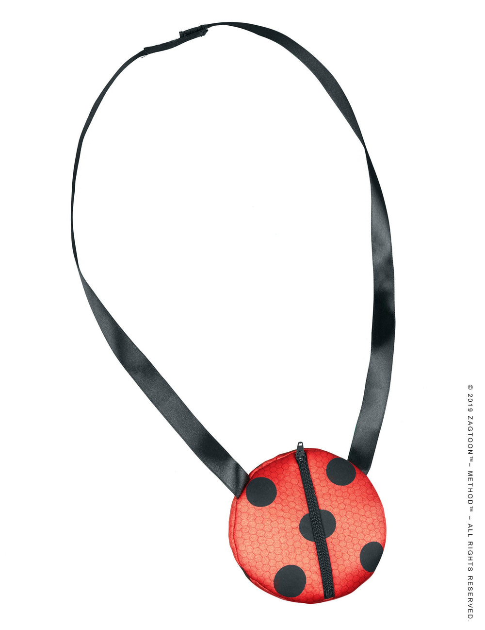 Sac coccinelle pour fille rouge à pois noirs avec bandoulière noire