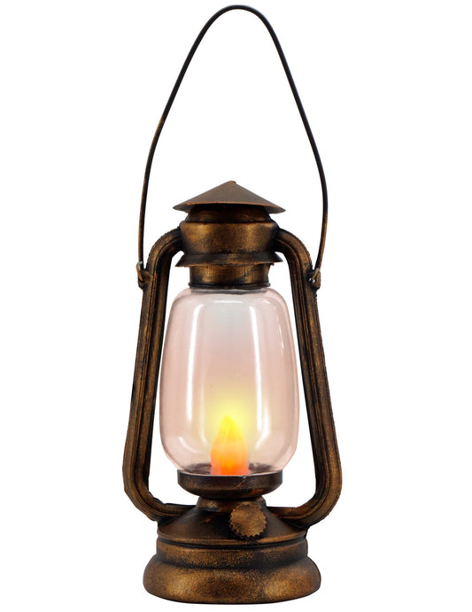 Lampe à huile rétro pour adulte bronze vieilli avec flamme vacillante