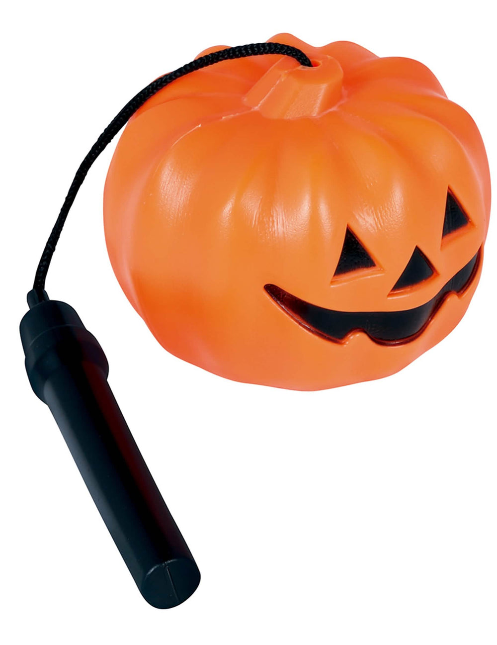 oranžna buča luč za halloween z črnim ročajem