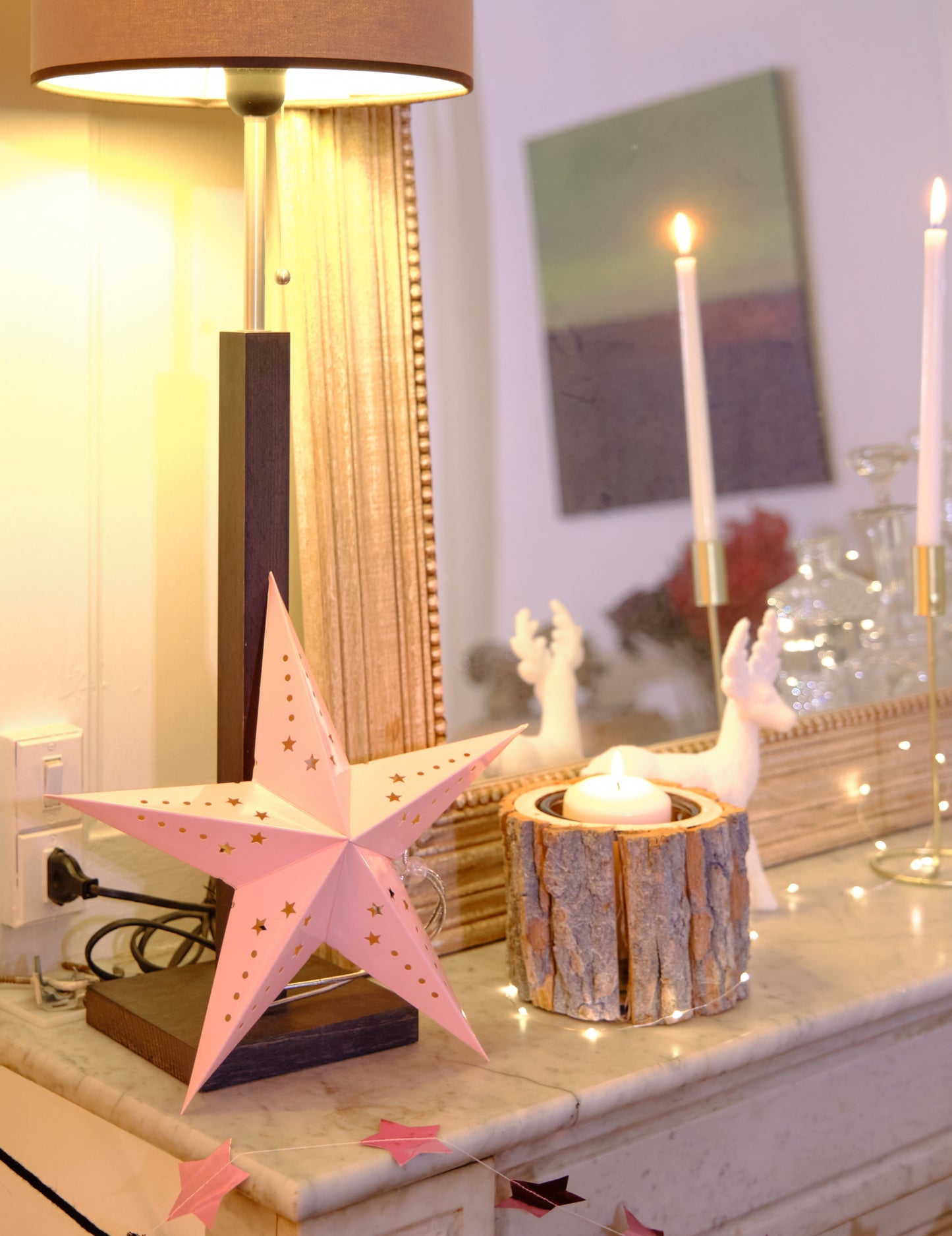 Svetlo roza zvezda luč 30 cm