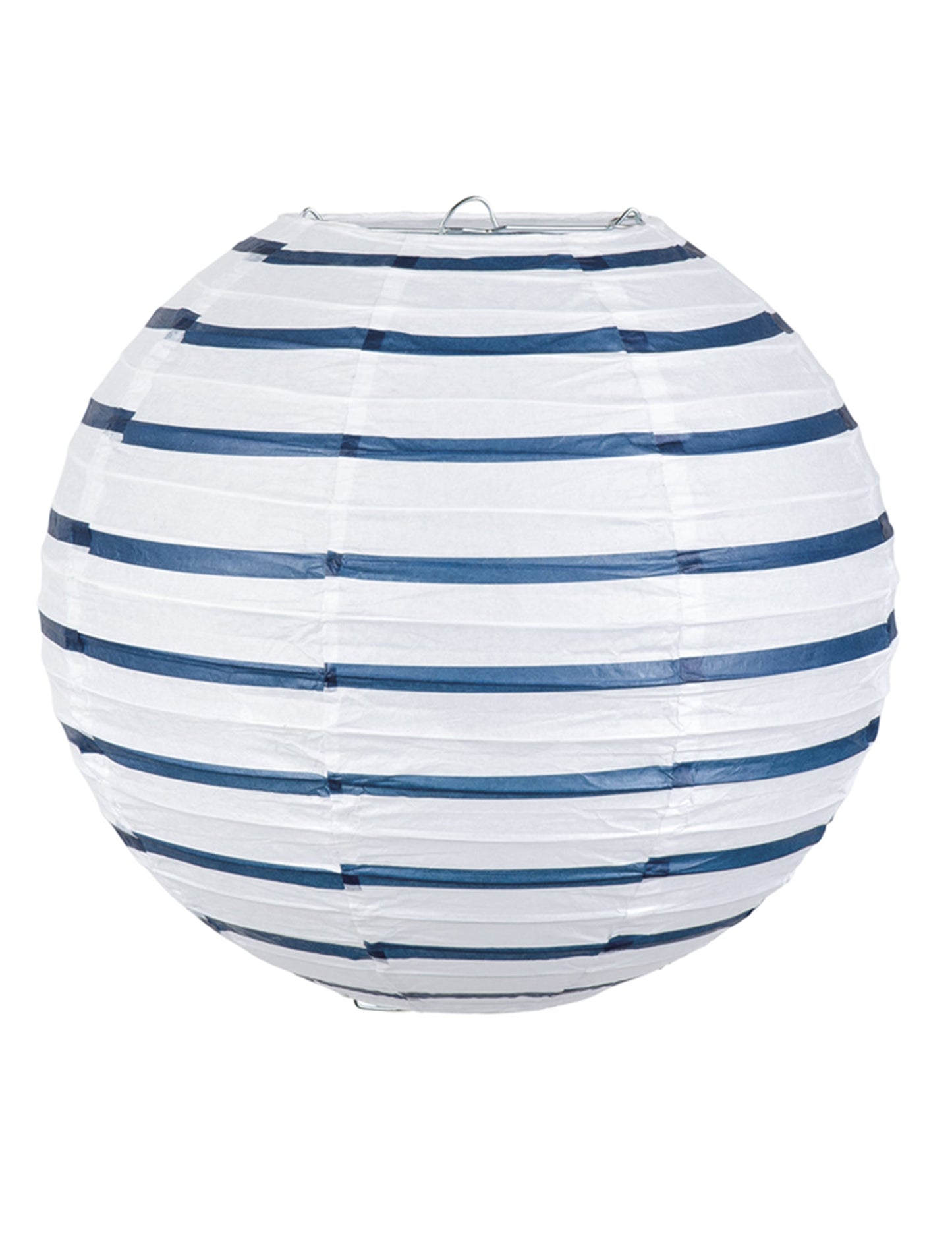 Lanterne en papier marin pour décoration blanc et bleu à rayures
