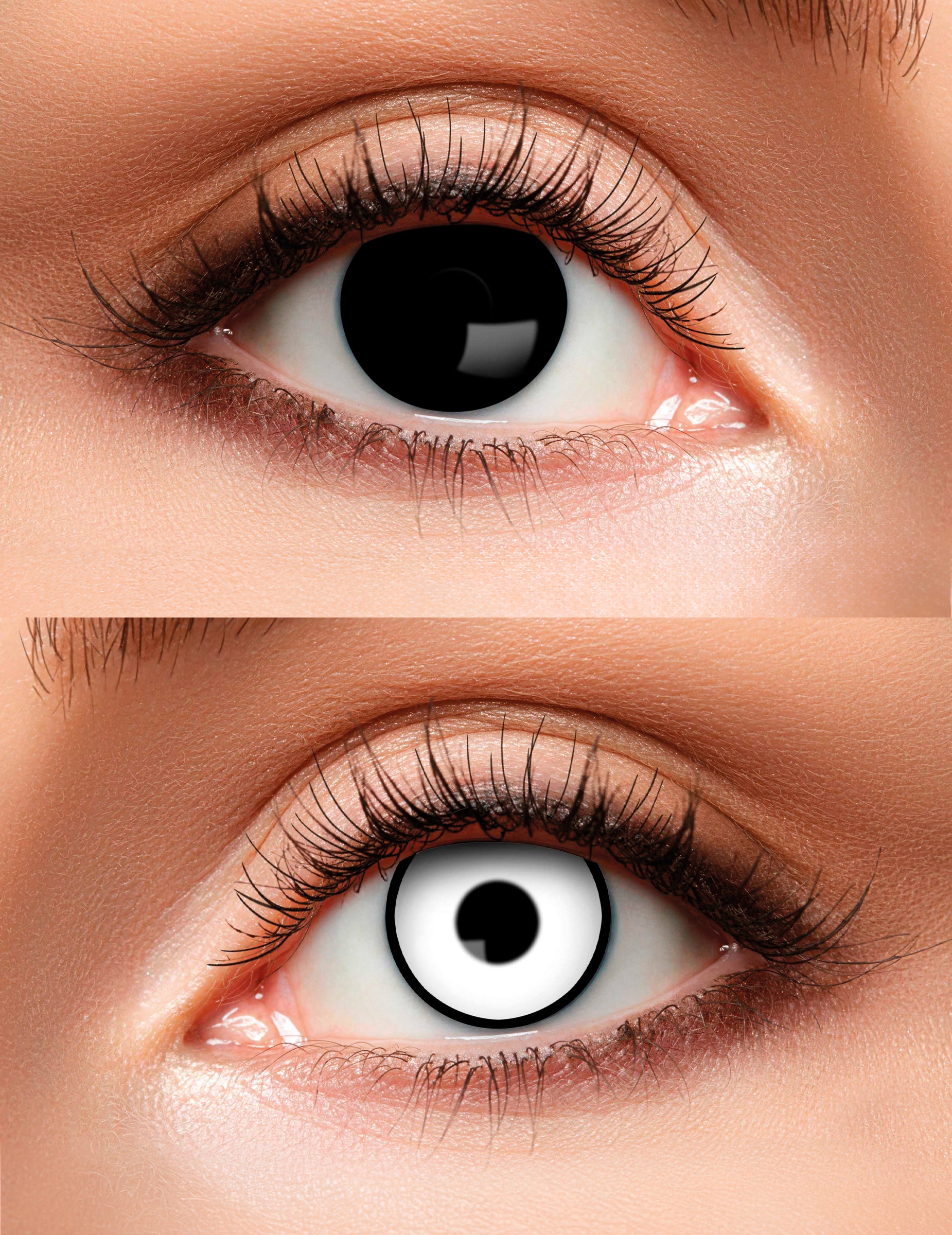 Lentilles duo noir et blanc pour adulte une noire et une blanche à pupille noire
