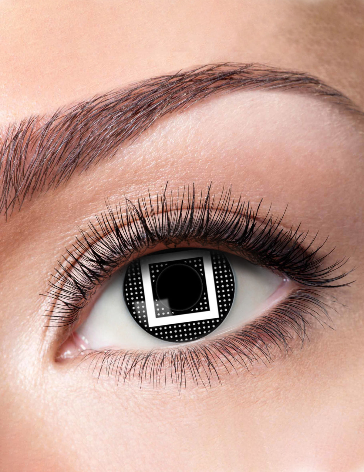 Lentilles fantaisie gardien de jeu symbole carré pour adulte noir et blanc