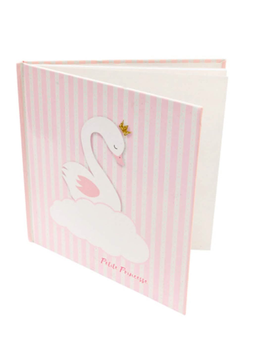 Knjiga gostov labod mala princesa za baby shower roza s črtami