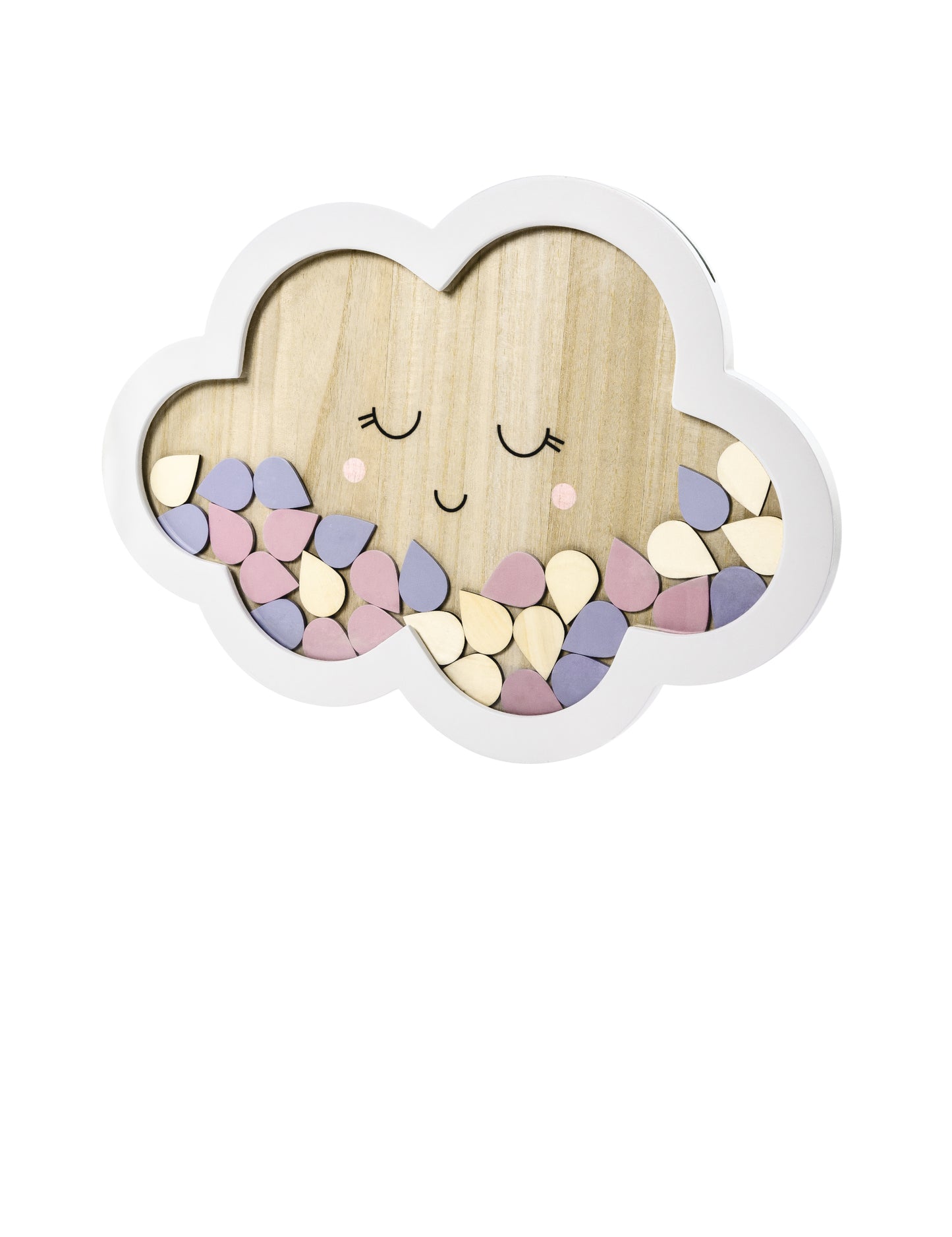 Lesena knjiga gostov v obliki oblaka, 43 x 30 cm s 30 kapljicami