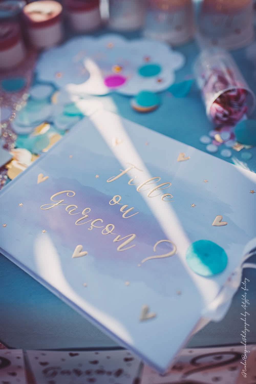 Velik posnetek naslovnice knjige za goste dekle ali deček za baby shower