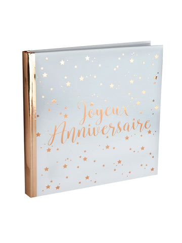 Knjiga gostov z rojstnim dnevom, rožnato zlata, 24 x 24 cm bela prevleka