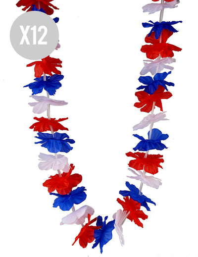 Komplet 12 navijaških trikolornih ogrlic Francije