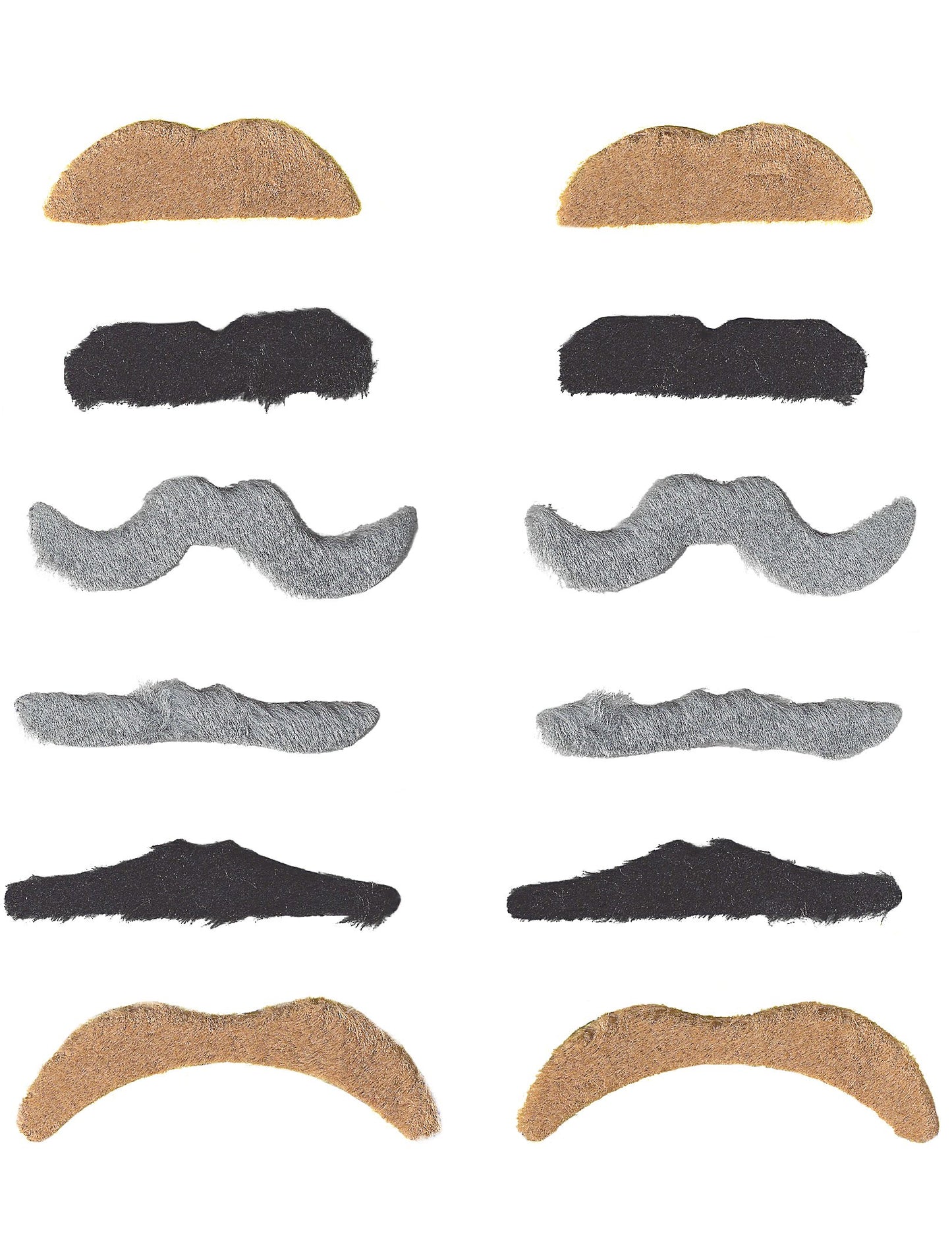 Lot de 12 moustaches pour adulte multicolores aux formes variées