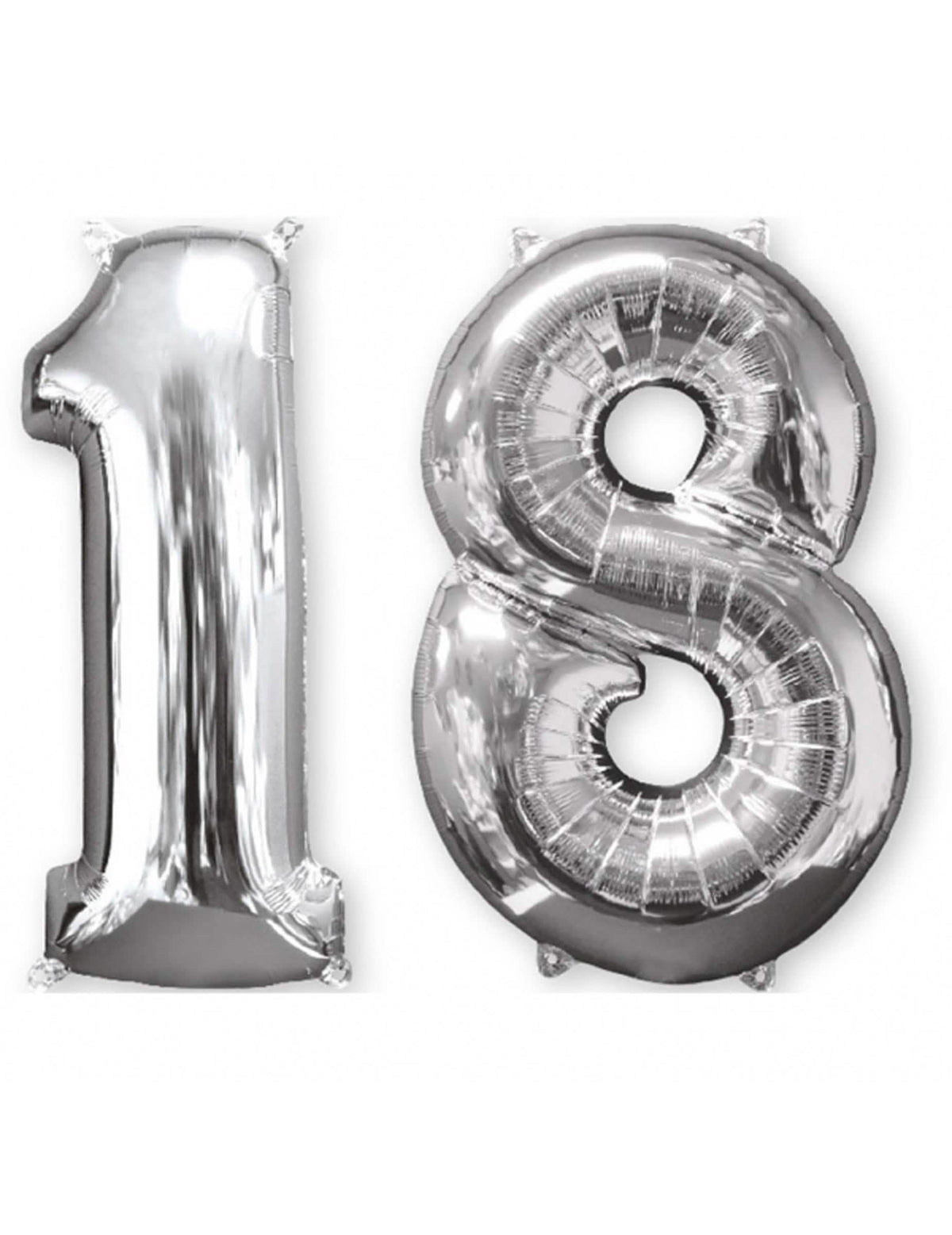 Paket 2 aluminijastih balonov s številko 18 za rojstni dan srebrna
