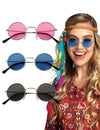 Lot de 3 lunettes rondes hippies pour adulte rose, bleu et noir