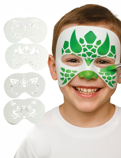 Komplet 4 šablon za poslikavo obraza živali za otroke