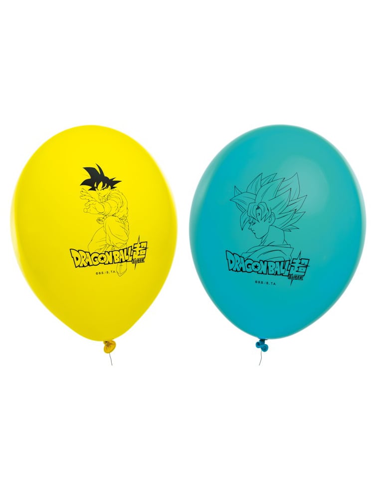 Ballons latex Dragon Ball Z pour enfant jaune et bleu avec imprimé Goku