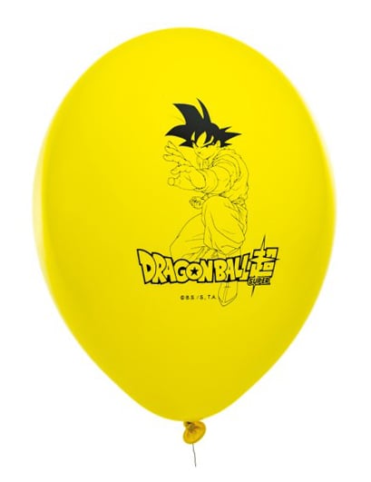Détail du ballon jaune avec imprimé Goku des ballons latex Dragon Ball Z