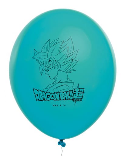 Détail du ballon turquoise avec imprimé Goku des ballons latex Dragon Ball Z