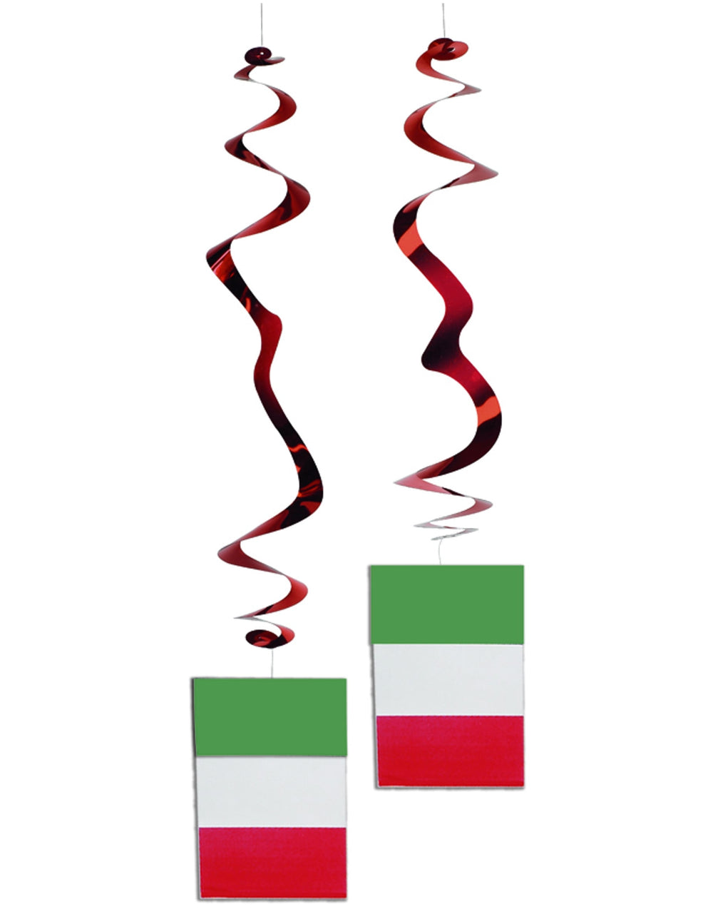 Lot de 6 suspensions métallisées drapeau Italie rouges