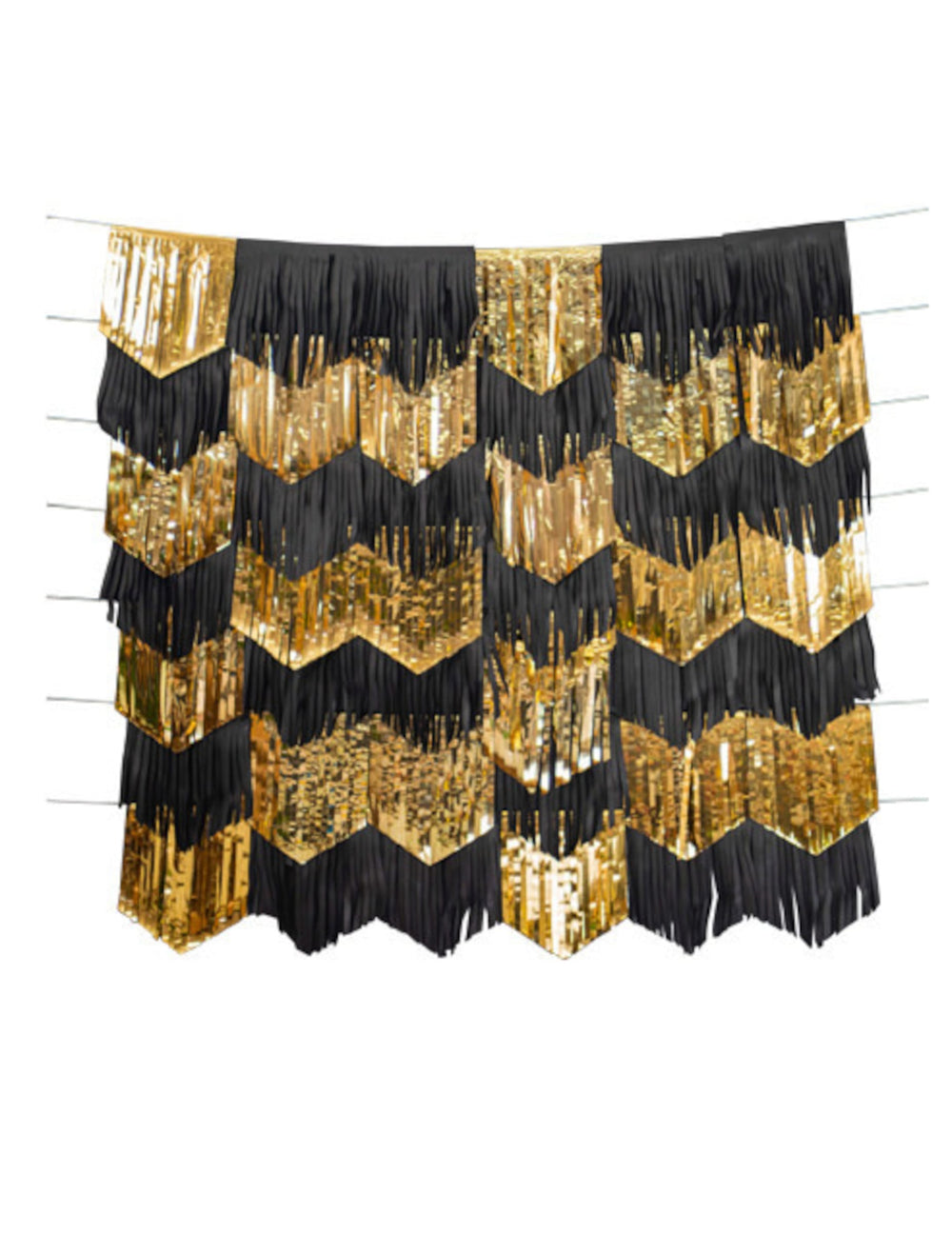 Lot de 7 guirlandes tassels de fête pour décoration noires et or