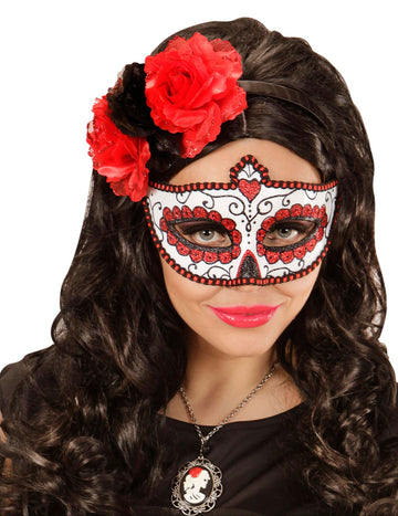 Rdeča obarvana odrasla odrasla oseba Dia de los Muertos