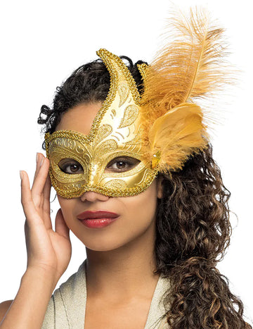 Zlata maska z perjem za odrasle 