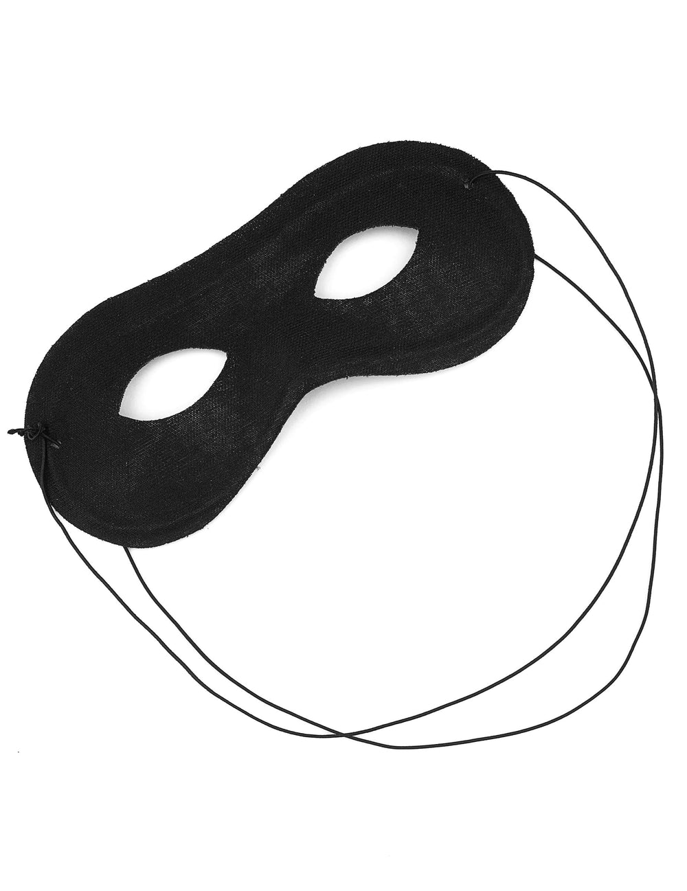 Vue de dos et élastique du loup pour adulte noir en tissu et plastique