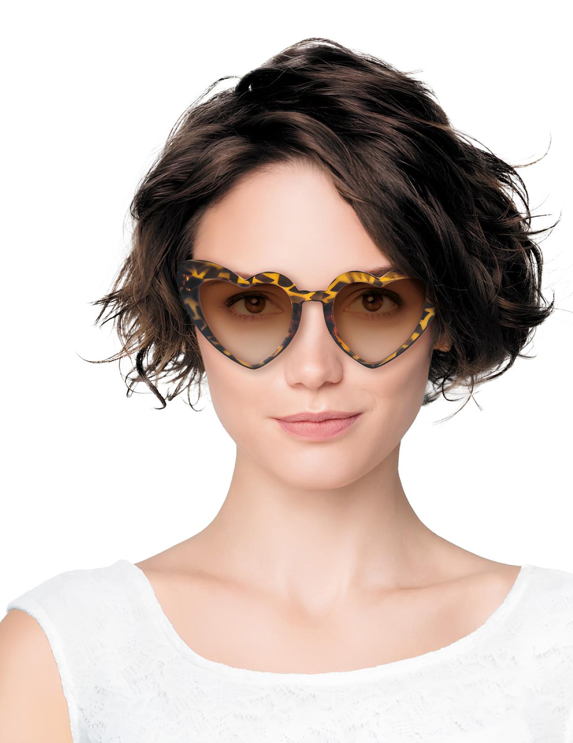 Vue portée des lunettes vintage cœur léopard