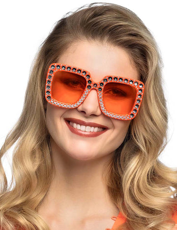 Lunettes à strass orange adulte