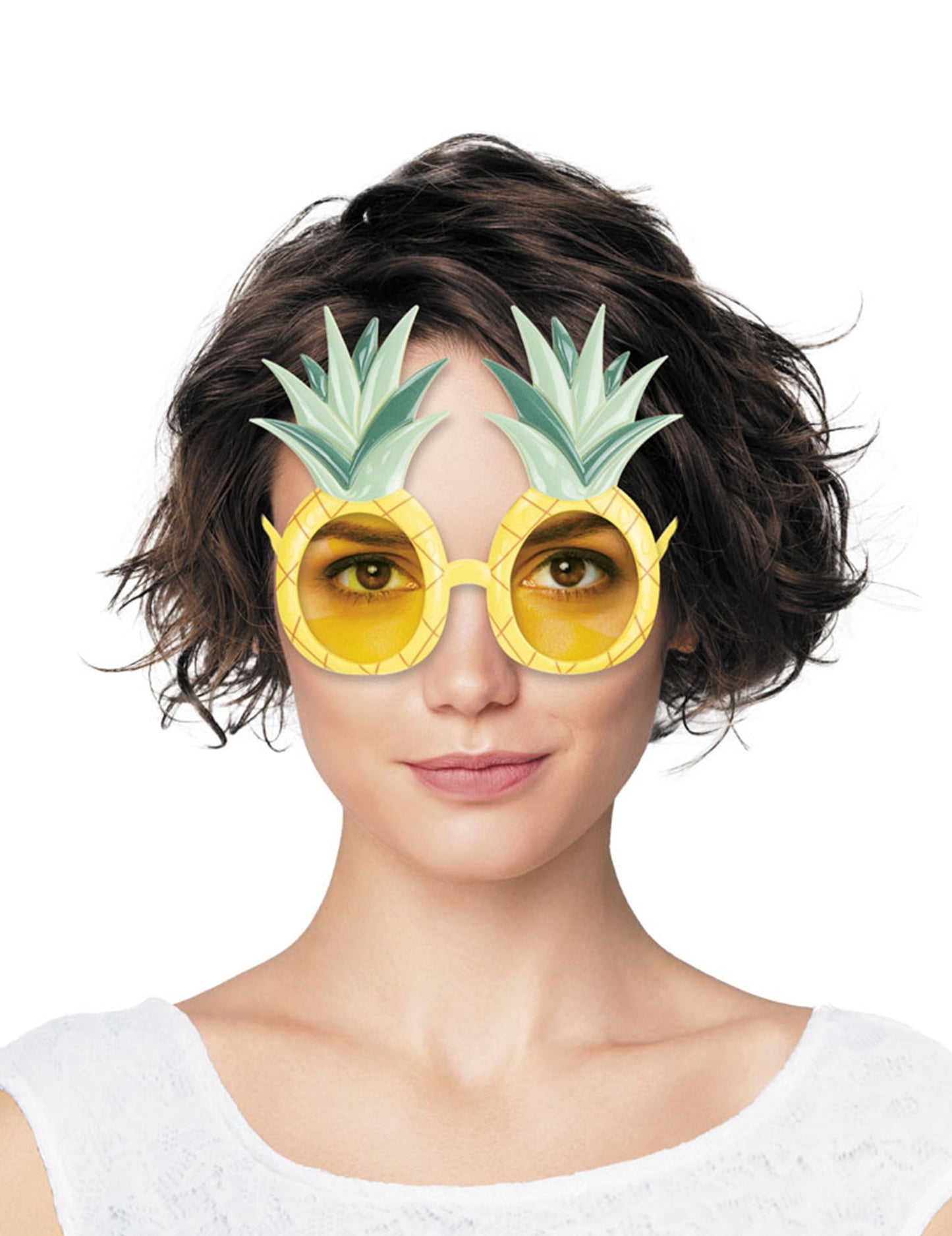 Lunettes ananas pour adulte jaune et vert avec verres teintés