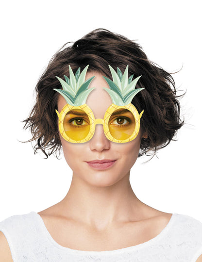 Lunettes ananas pour adulte jaune et vert avec verres teintés
