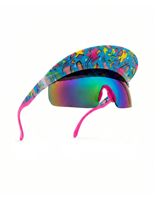 Lunettes avec visière années 80 bleues adulte