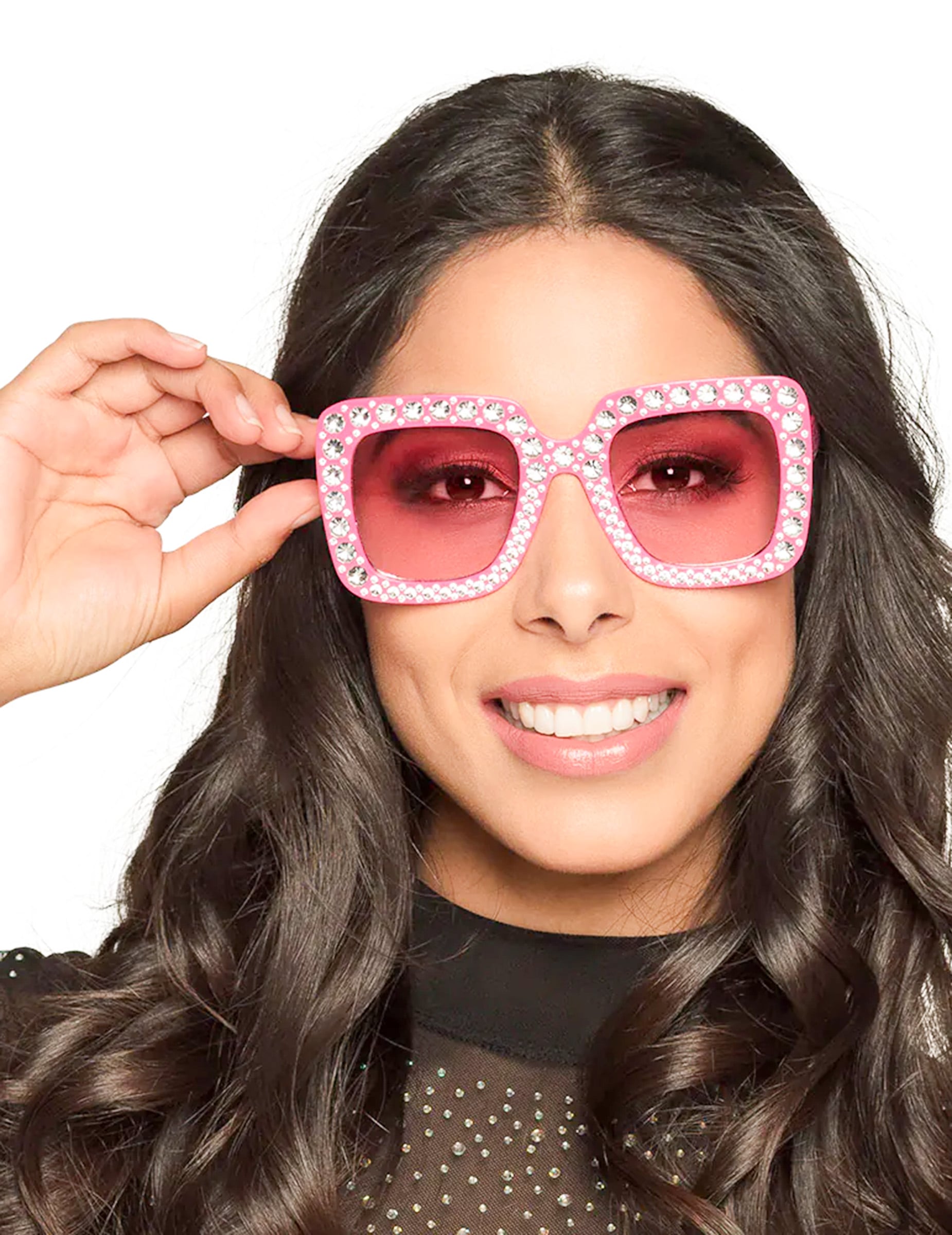 Lunettes bling bling pour femme rose avec strass