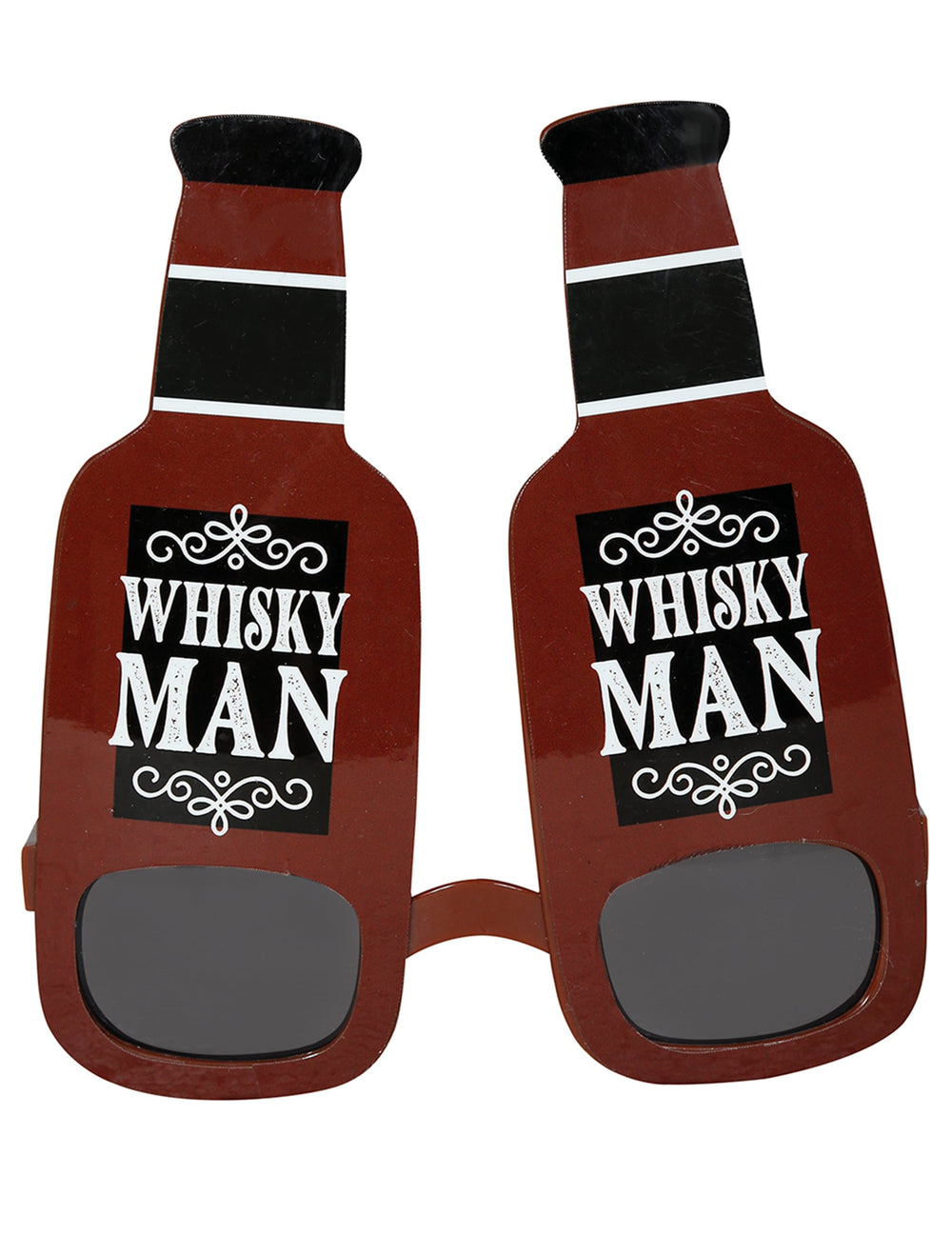 Vue de face des lunettes bouteilles de whisky pour adulte