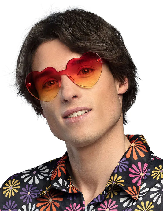 Lunettes cœur pour adulte dégradé orange et jaune