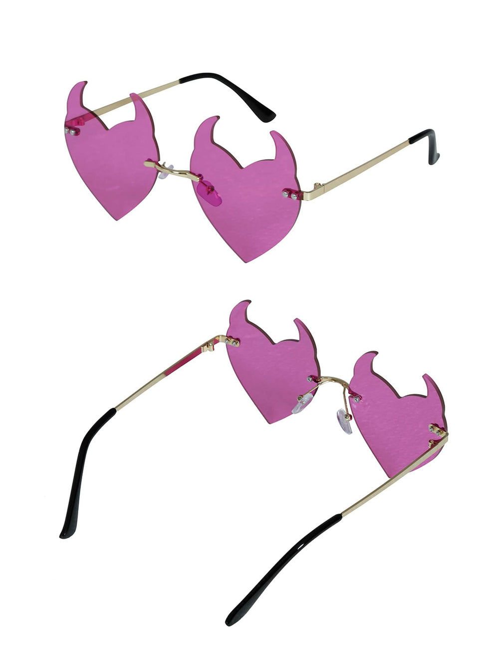 Vues de face et de dos des lunettes cœurs démoniaques