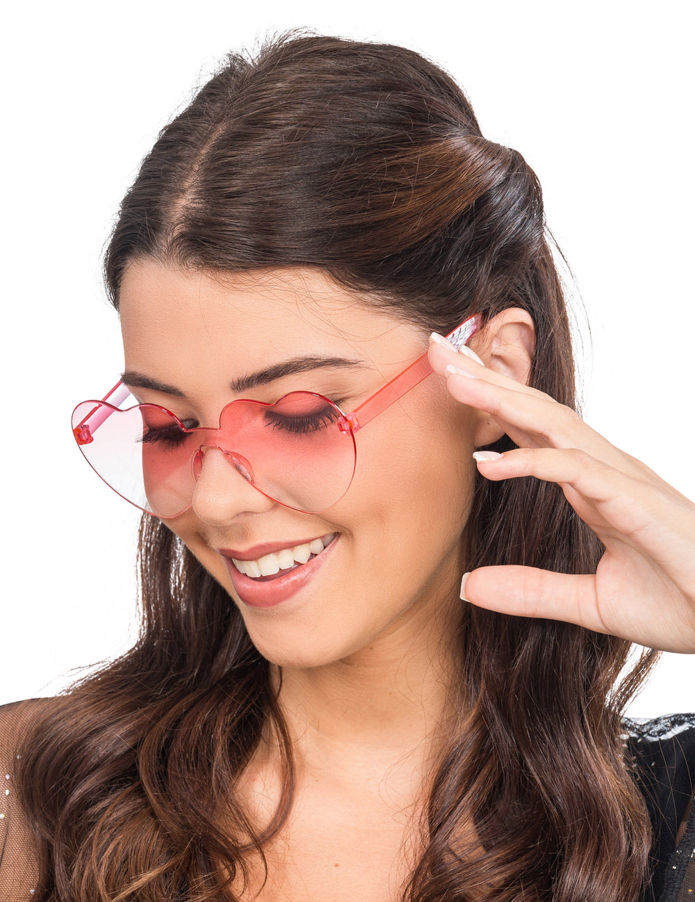 Lunettes cœur pour adulte avec verres fumés roses