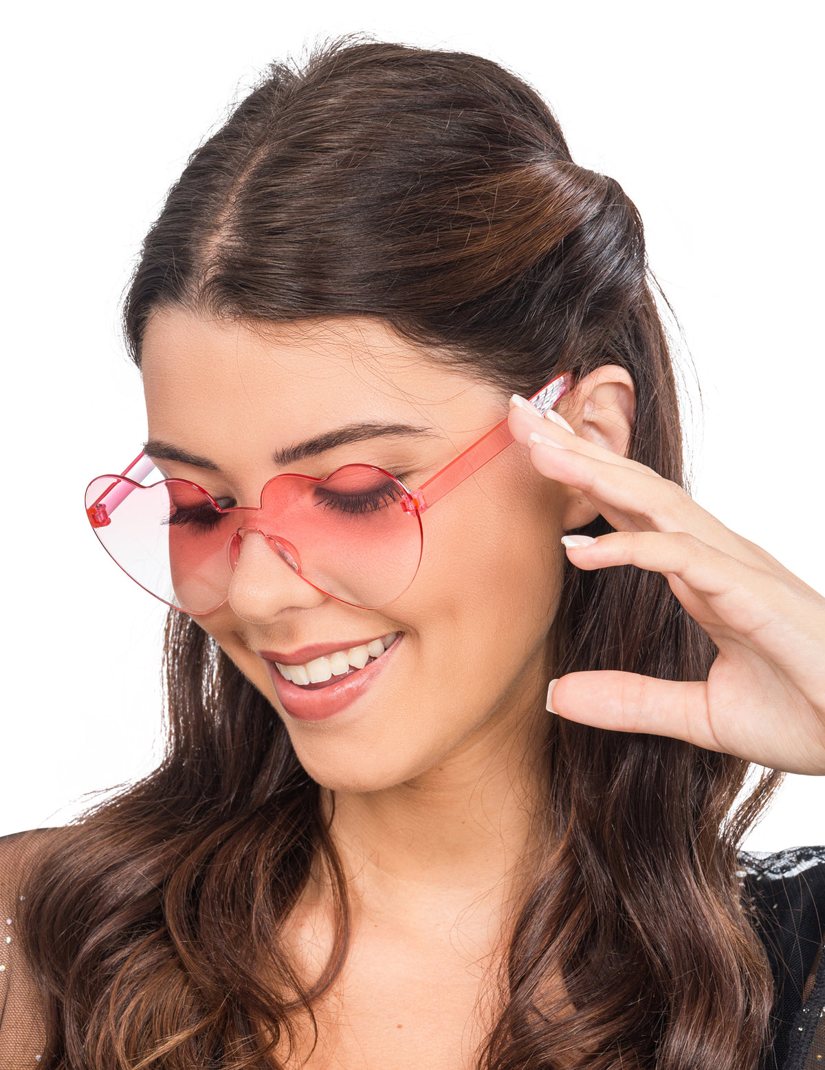 Lunettes cœur pour adulte avec verres fumés roses