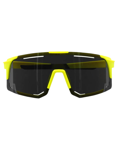 Vue de face des lunettes de fête jaune fluo pour adulte réactives aux UV Blacklight