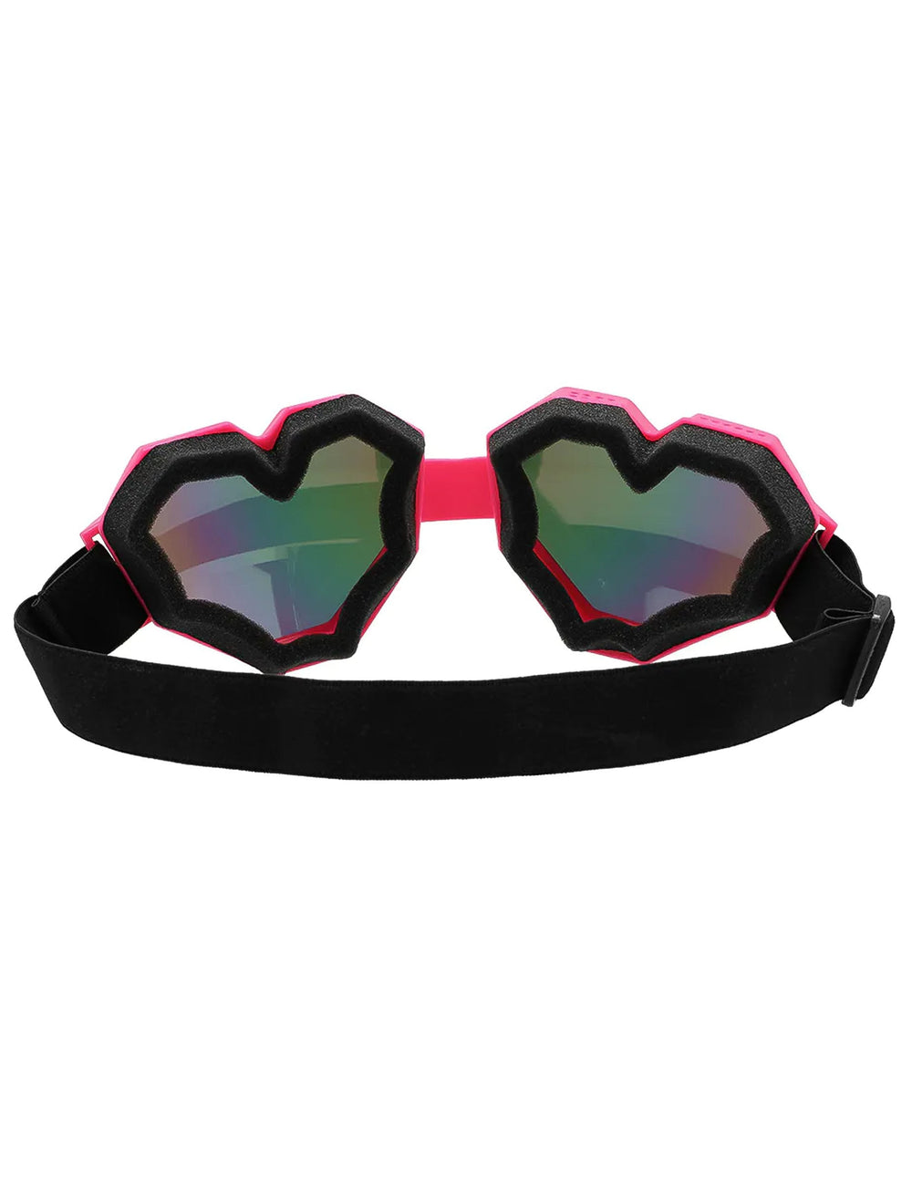 Vue de l'arrière et de la mousse des lunettes de ski cœur