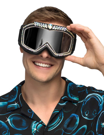 Črne smučarske očala z nosorogimi za odrasle