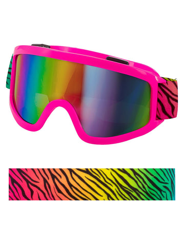 Rožnata smučarska očala z barvnim zebrastega trakom 