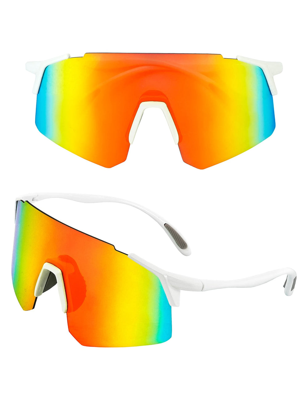 Vues de face et de profil des lunettes de sportif arc en ciel