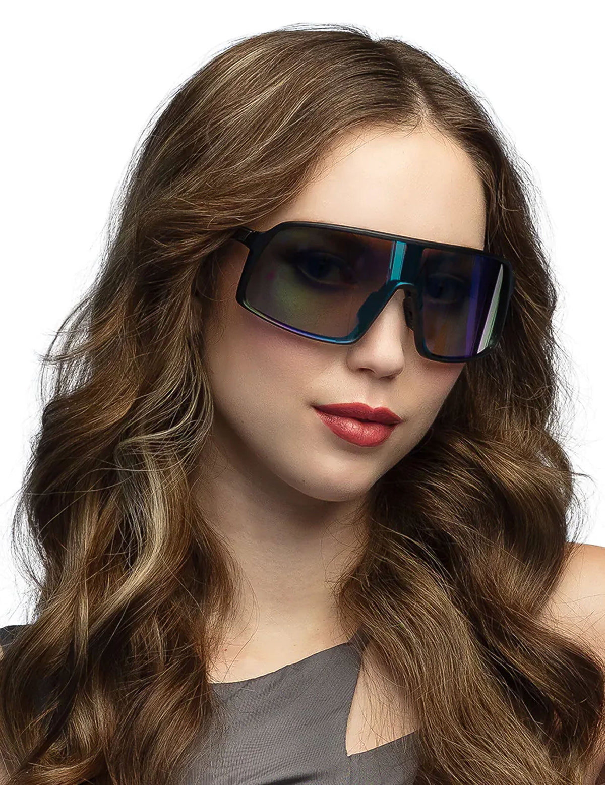 Vue de face des lunettes de festival à reflets