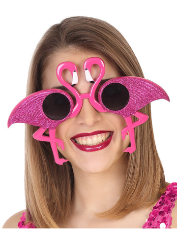 Lunettes flamant rose à paillette pour adulte rose fuchsia brillant