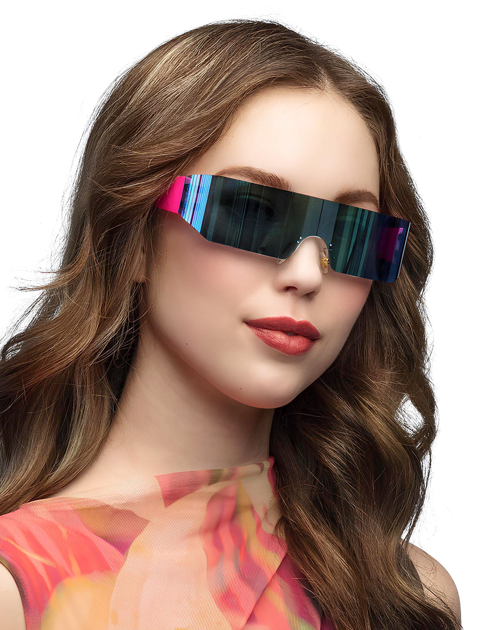 Lunettes futuristes pour adulte roses
