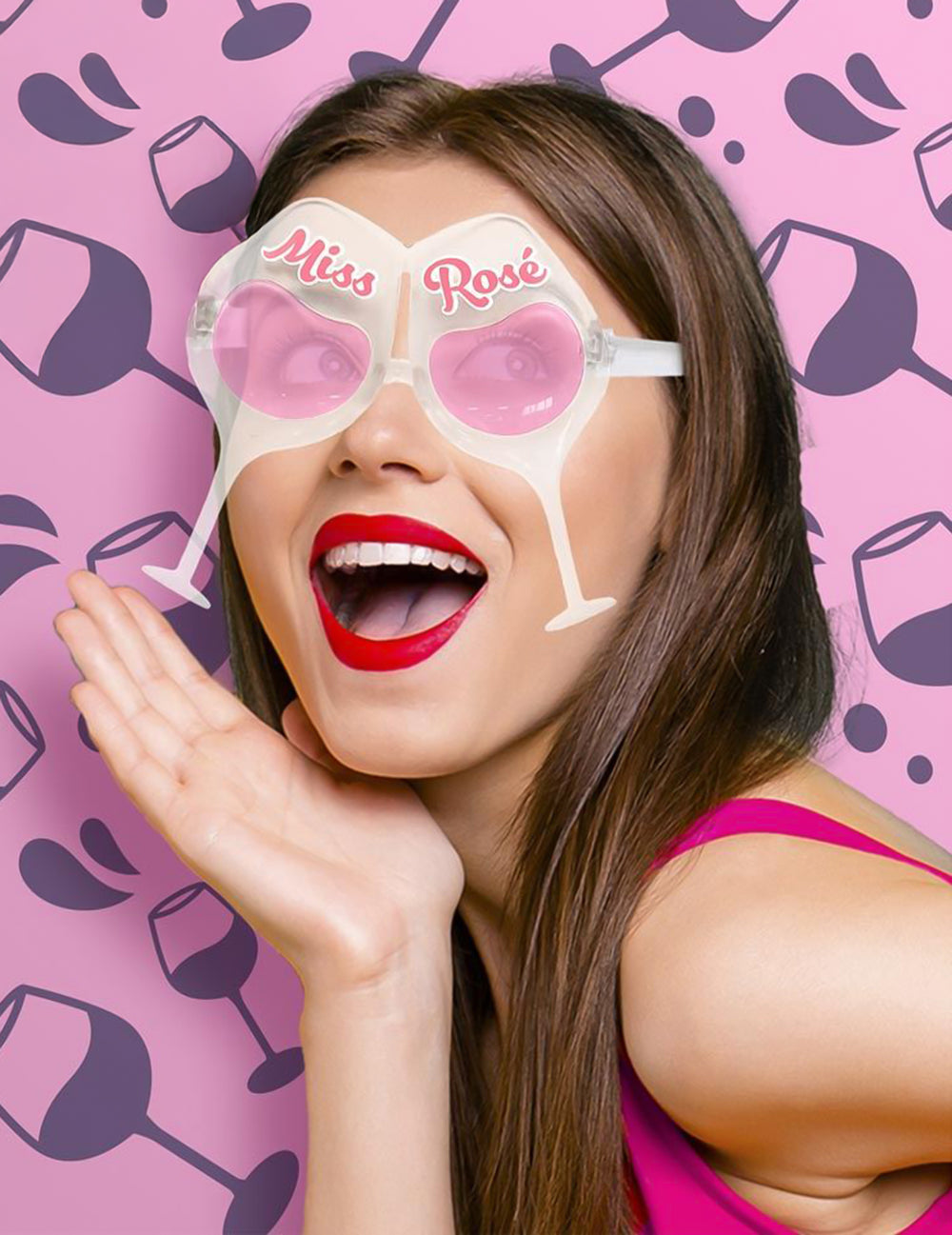 Vue de face portée des lunettes Miss Rosé