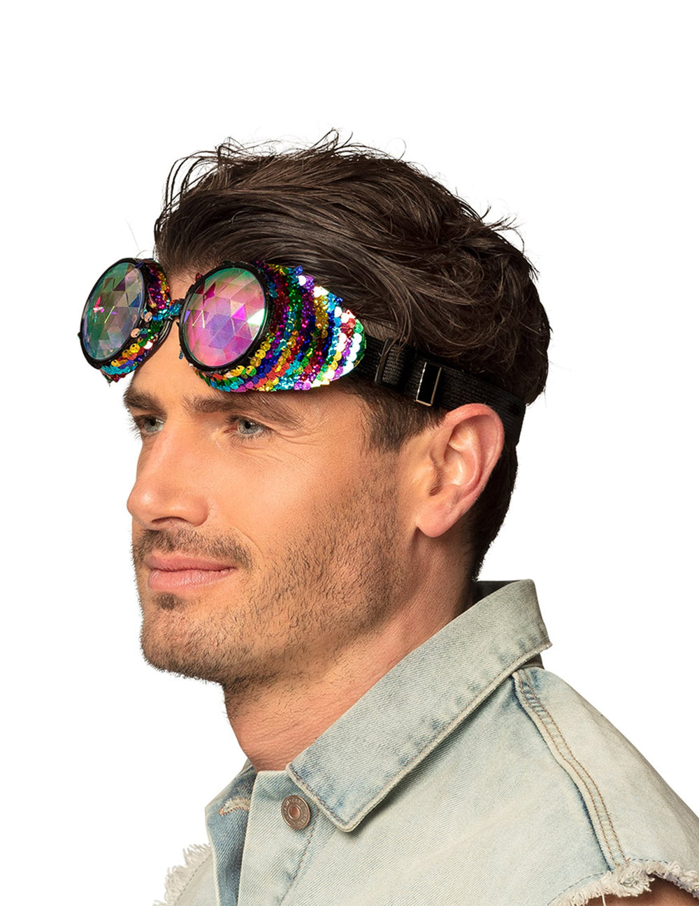 Vue de profil des lunettes party arc-en-ciel