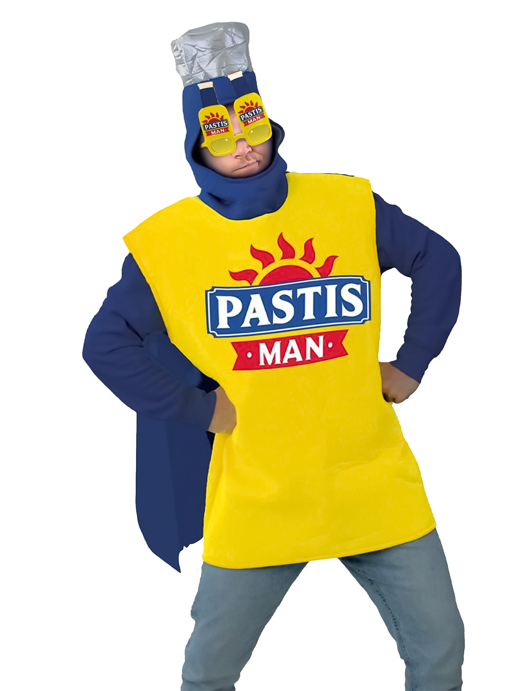 Lunettes Pastis Man pour adulte jaune en forme de bouteilles
