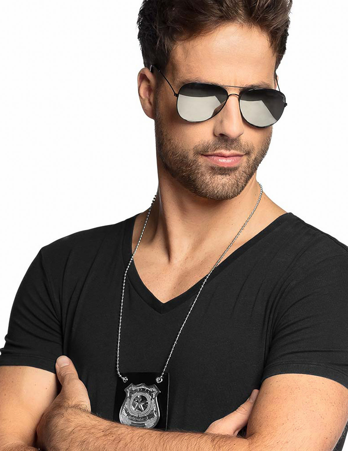 Lunettes de police pour adulte style aviateur à verres miroir argentés